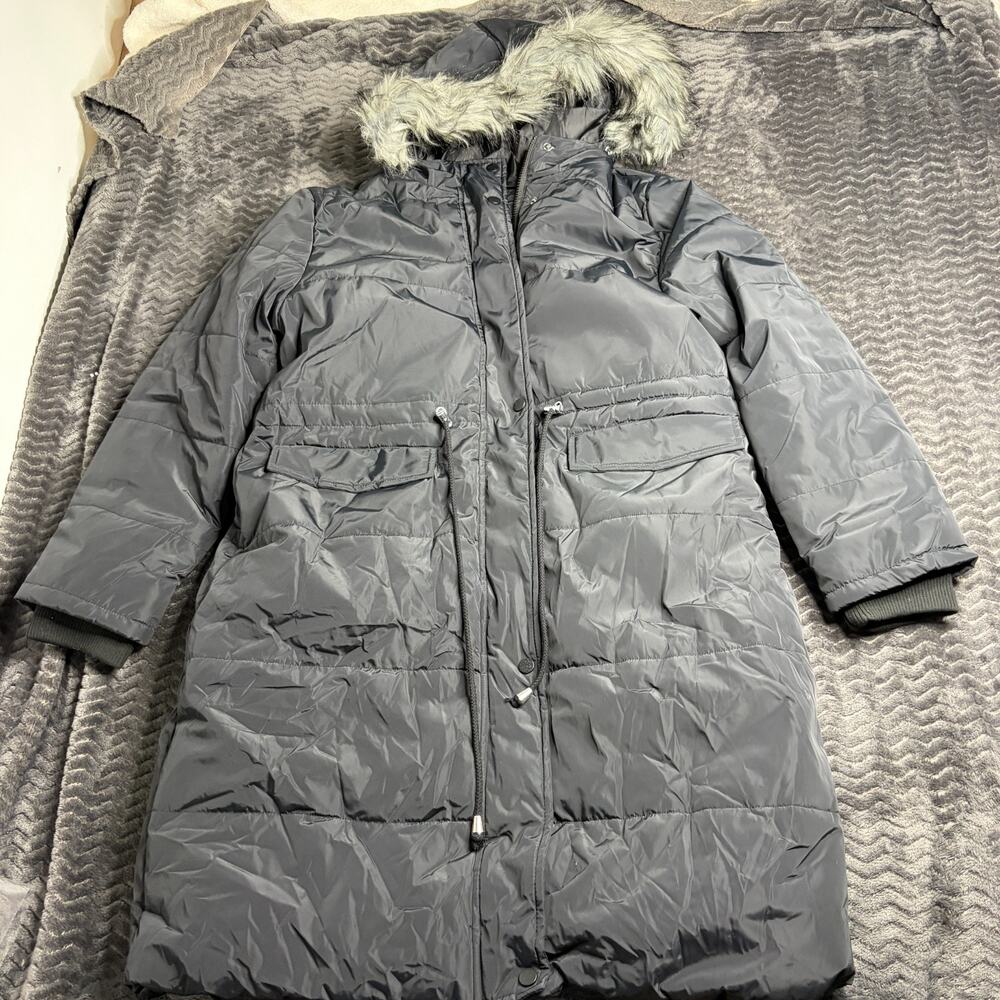 Black long Puffer Coat Black Size XL Hooded